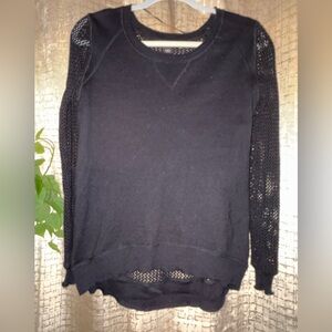 Rock & Republic Black Mesh Sleeve Sweater